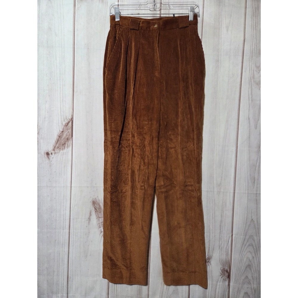JH Collectibles Vintage Brown Corduroy Pants High Rise Pleated Straight Leg 8